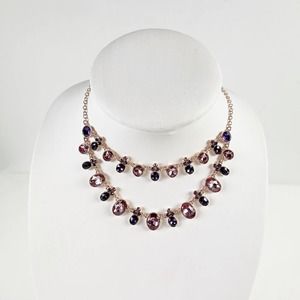 NEW Purple pink necklace gold brass chain Gloria Vanderbilt 20" long NWT